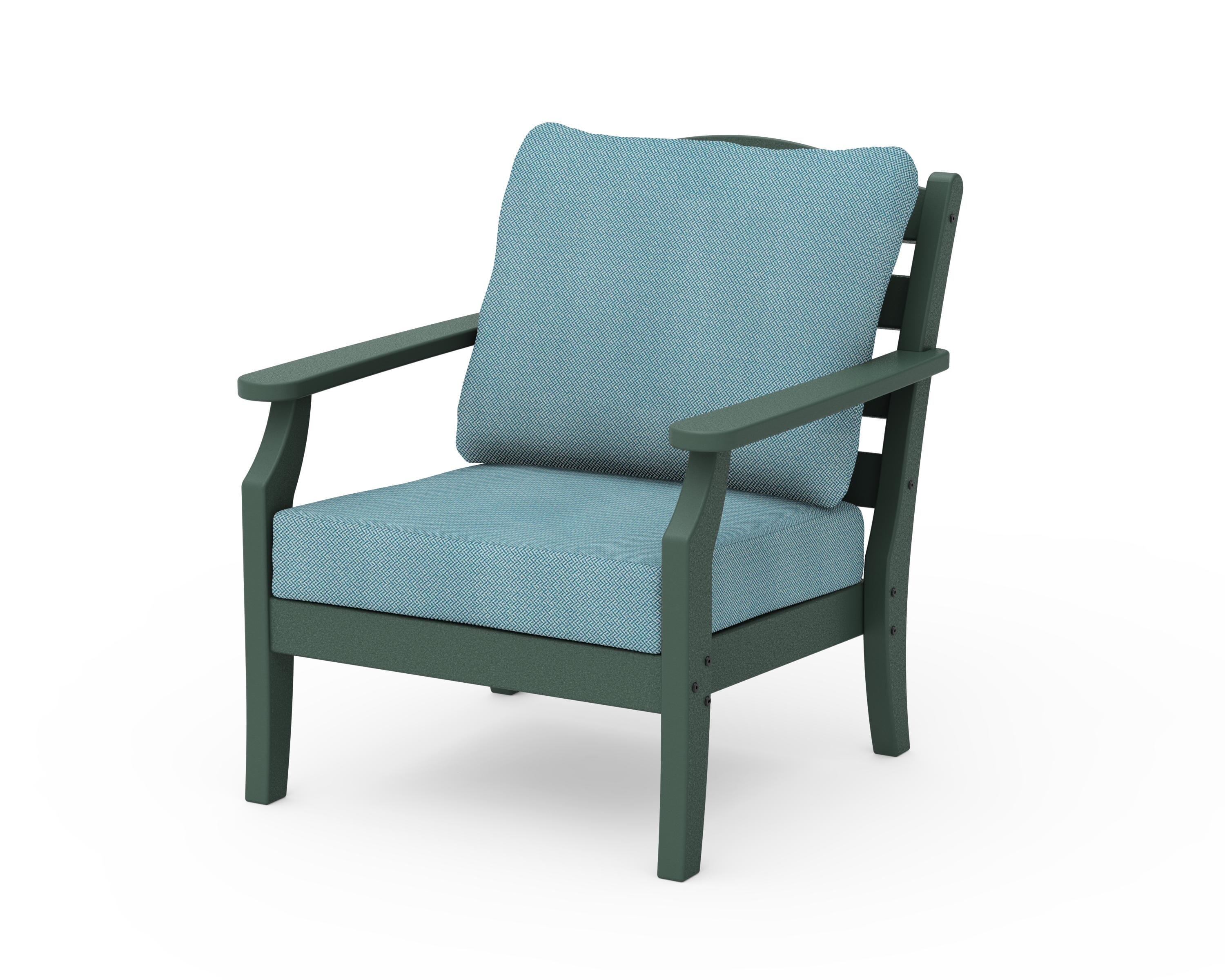 Draper James™ by  POLYWOOD® Savannah Deep Seating Chair in Green / Lattice Sky Blue
