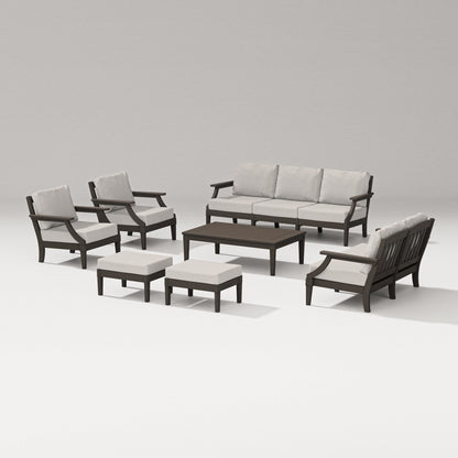 PW Designer Series Estate 7-Piece Lounge Sofa Set in Vintage Coffee / Cast Ash
