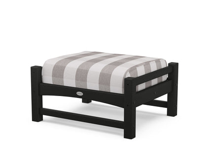 POLYWOOD® Club Ottoman in Black / Buffalo Plaid Grey Mist