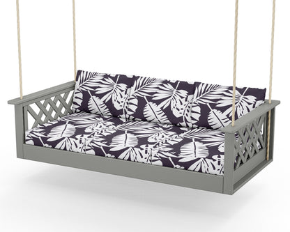 Country Living Wovendale Daybed Swing in Slate Grey / Leaf Navy
