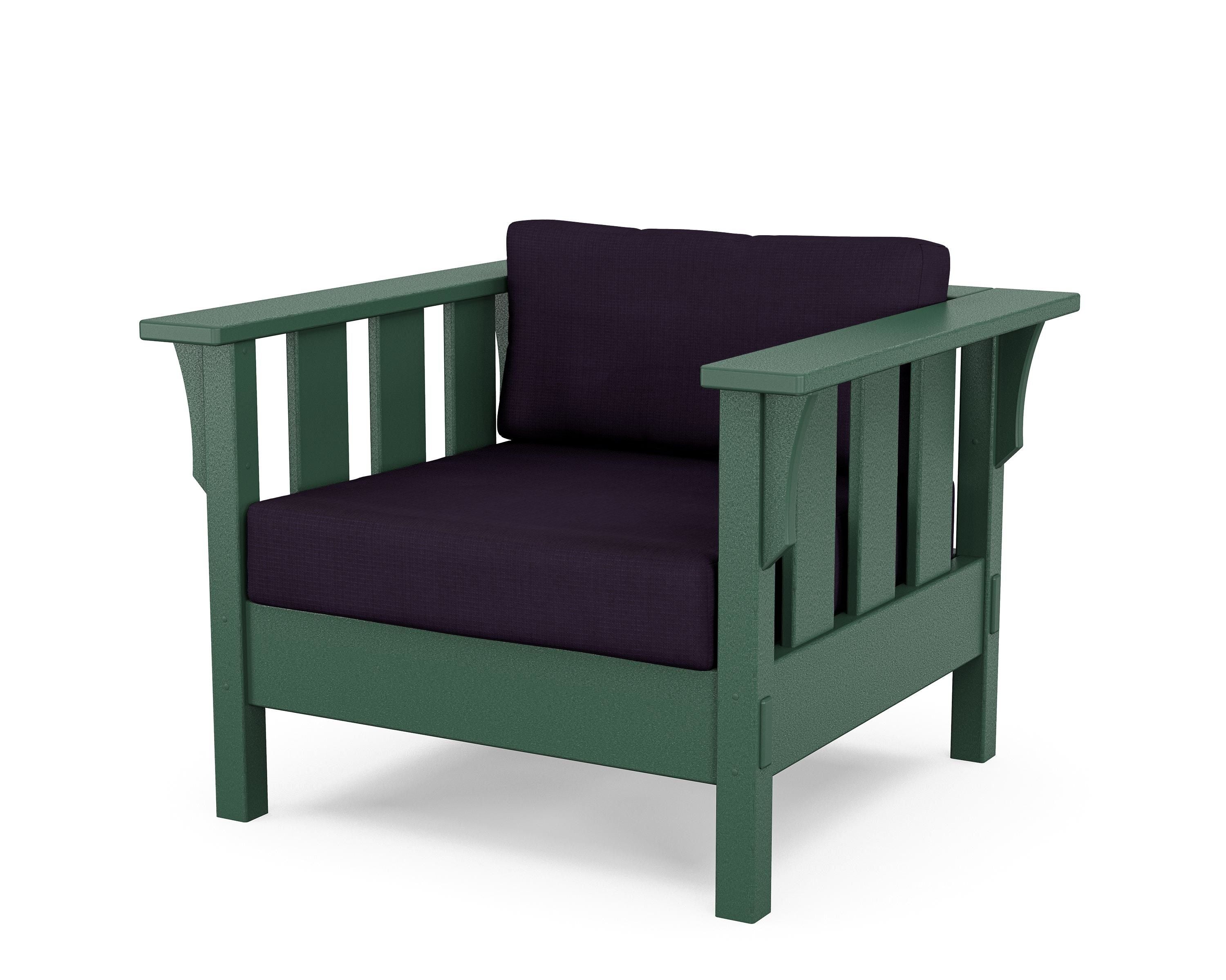 Martha Stewart by POLYWOOD® Acadia Deep Seating Chair in Green / Navy Linen