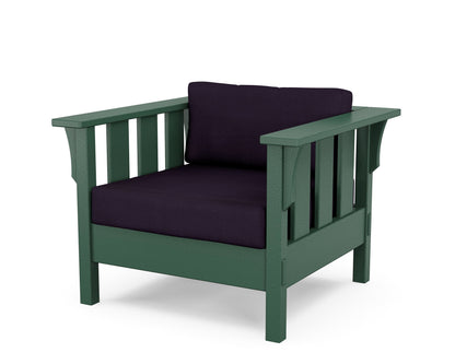 Martha Stewart by POLYWOOD® Acadia Deep Seating Chair in Green / Navy Linen