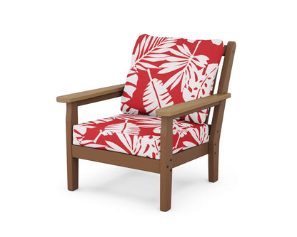POLYWOOD® Chippendale Deep Seating Chair in Teak / Natural / Leaf Crimson