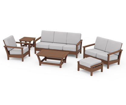 POLYWOOD® Harbour 6-Piece Outdoor Living Set in Teak / Granite