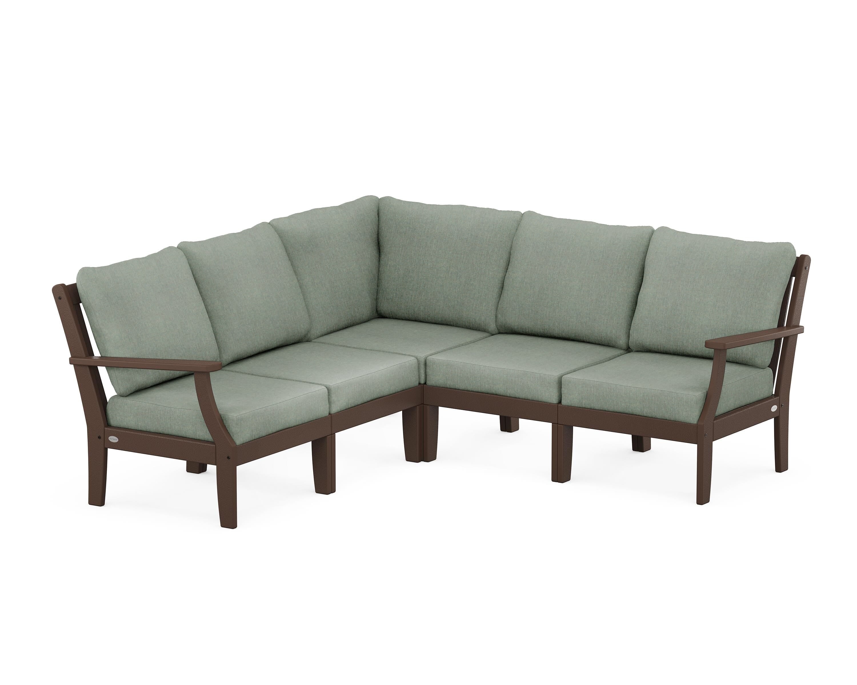 POLYWOOD® Braxton Modular 5-Piece Deep Seating Set in Mahogany / Cast Sage