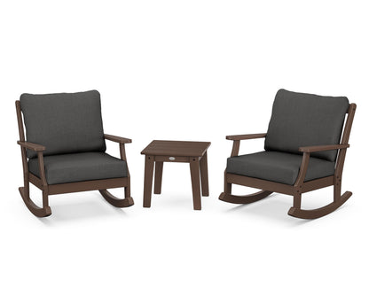 POLYWOOD® Braxton 3-Piece Deep Seating Rocker Set in Mahogany / Spectrum Carbon