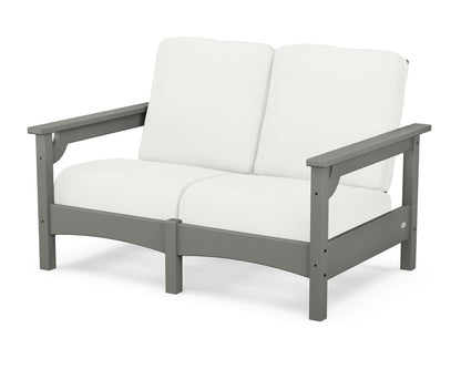 POLYWOOD® Club Loveseat in Slate Grey / Natural Linen