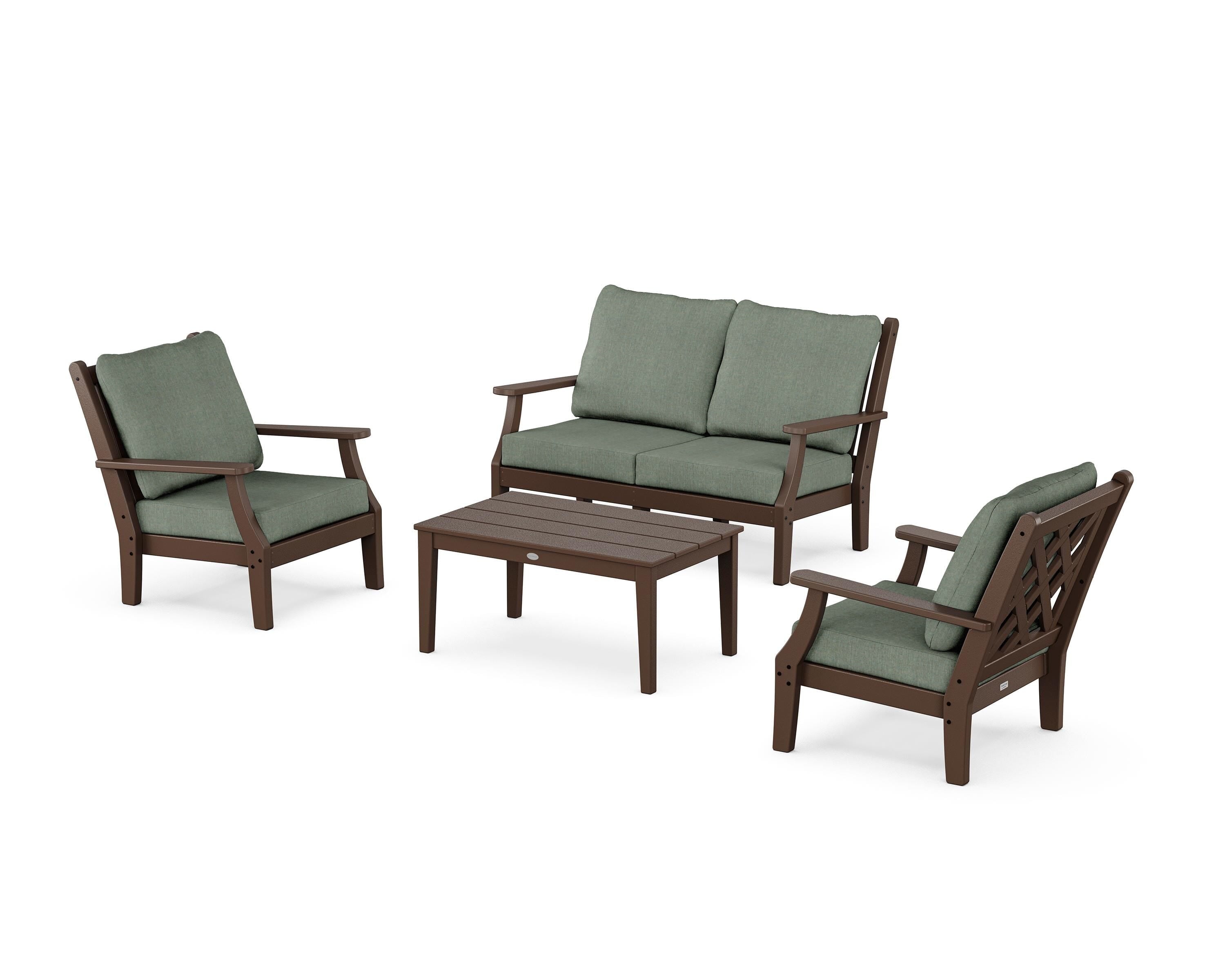Country Living Wovendale 4-Piece Deep Seating Set with Loveseat in Mahogany / Cast Sage
