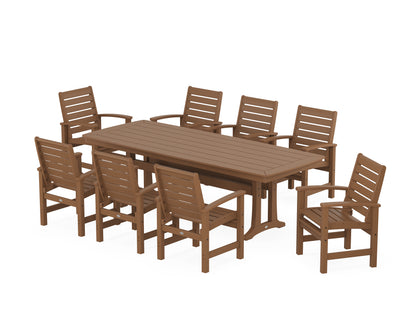 POLYWOOD® Signature 9-Piece Dining Set with Trestle Legs in Teak