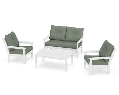 POLYWOOD® Vineyard 4-Piece Deep Seating Set in White / Cast Sage