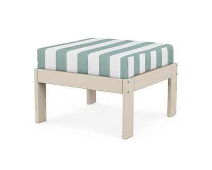 POLYWOOD® Vineyard Modular Ottoman in Sand / Cabana Stripe Glacier Spa