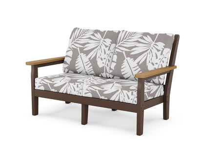 POLYWOOD® Chippendale Deep Seating Loveseat in Mahogany / Natural / Leaf Grey Mist