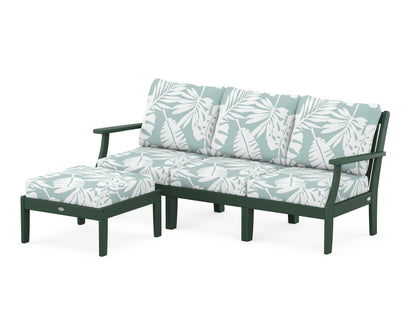 POLYWOOD® Braxton Modular 4-Piece Deep Seating Set with Ottoman in Green / Leaf Glacier Spa