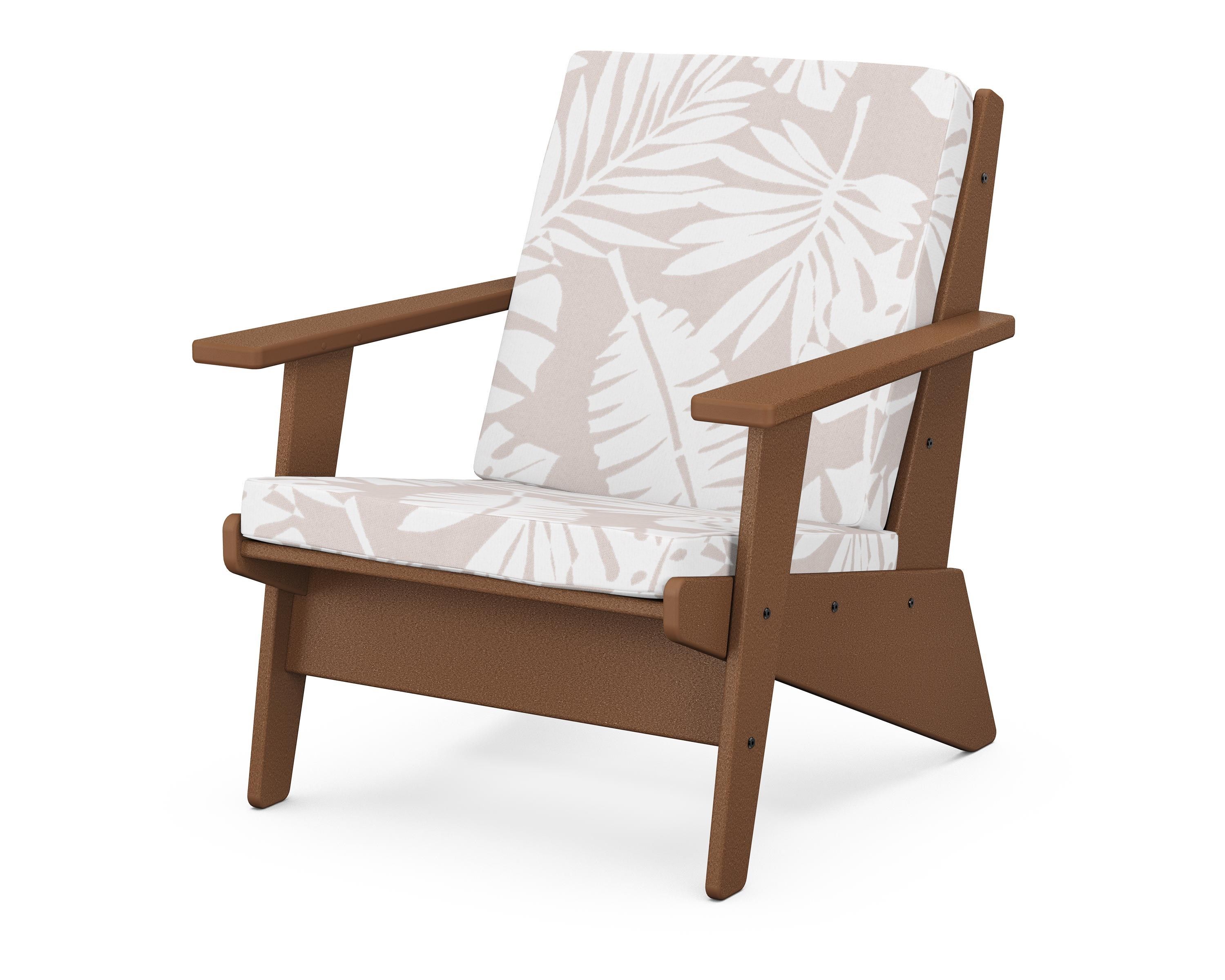 POLYWOOD® Riviera Modern Lounge Chair in Teak / Leaf Dune Burlap