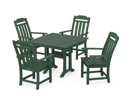 Country Living Cottage 5-Piece Farmhouse Dining Set with Trestle Legs in Green