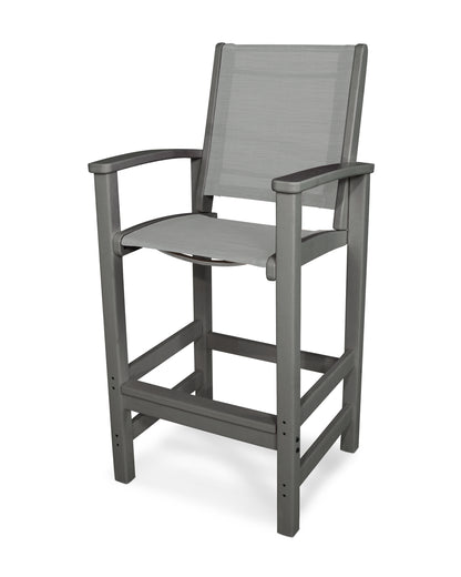 POLYWOOD® Coastal Bar Chair in Slate Grey / Metallic Sling