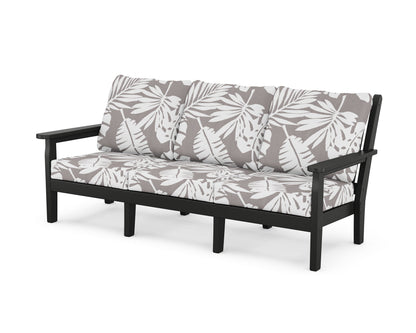 POLYWOOD® Chippendale Deep Seating Sofa in Black / Leaf Grey Mist
