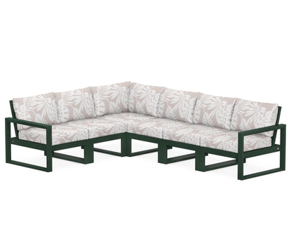 POLYWOOD® EDGE 6-Piece Modular Deep Seating Set in Green / Leaf Dune Burlap