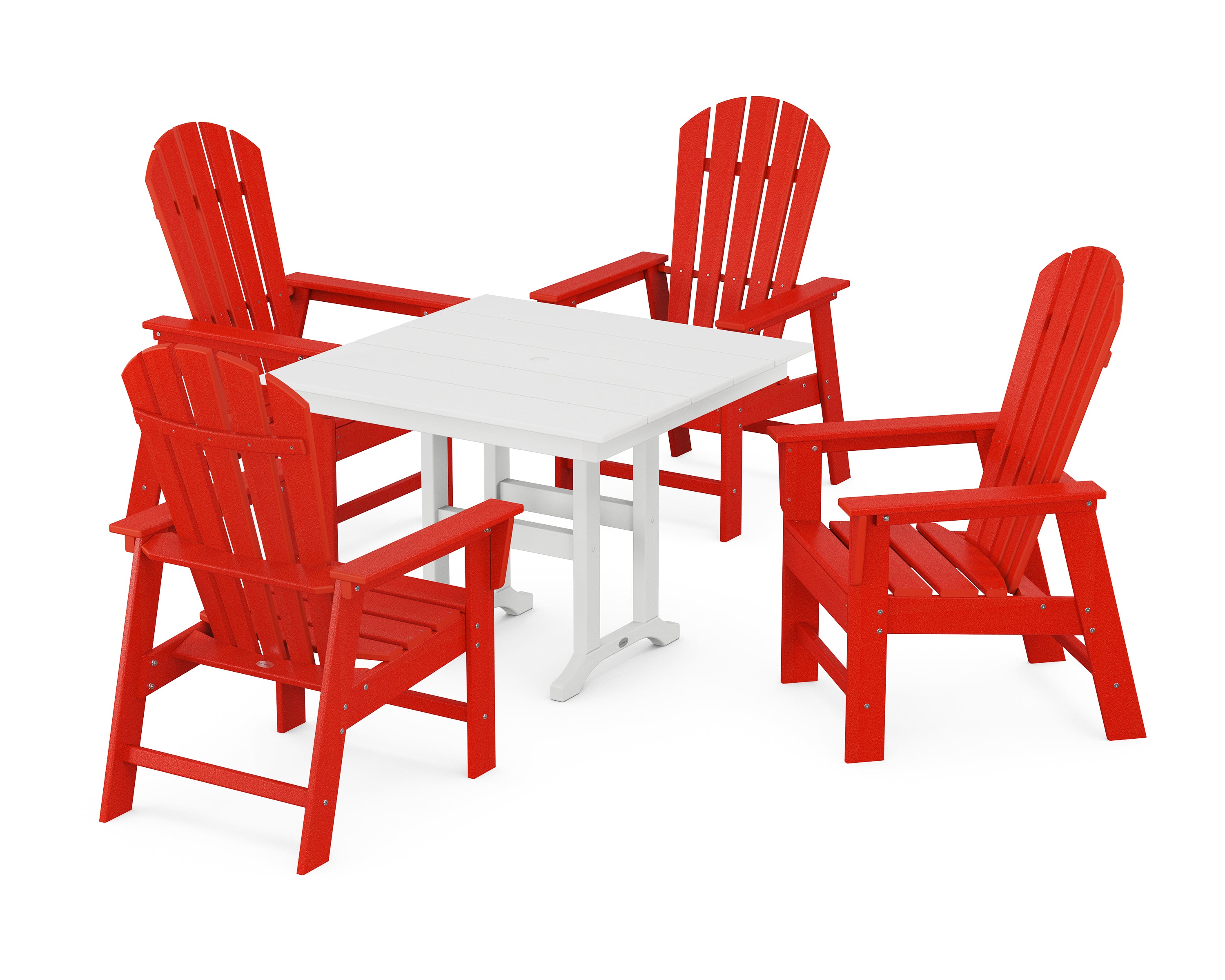 POLYWOOD® South Beach 5-Piece Farmhouse Dining Set in Sunset Red / White