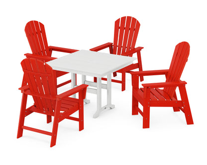 POLYWOOD® South Beach 5-Piece Farmhouse Dining Set in Sunset Red / White