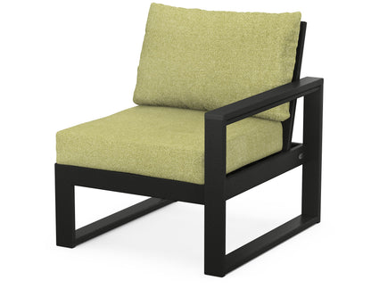 POLYWOOD® EDGE Modular Right Arm Chair in Black / Chartreuse Boucle