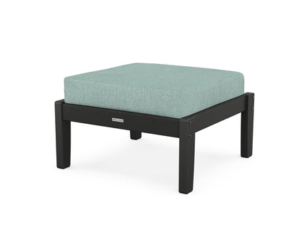Martha Stewart by POLYWOOD® Chinoiserie Deep Seating Ottoman in Black / Glacier Spa