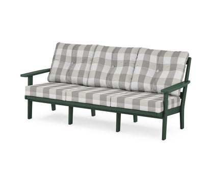 POLYWOOD® Prairie Deep Seating Sofa in Green / Buffalo Plaid Grey Mist
