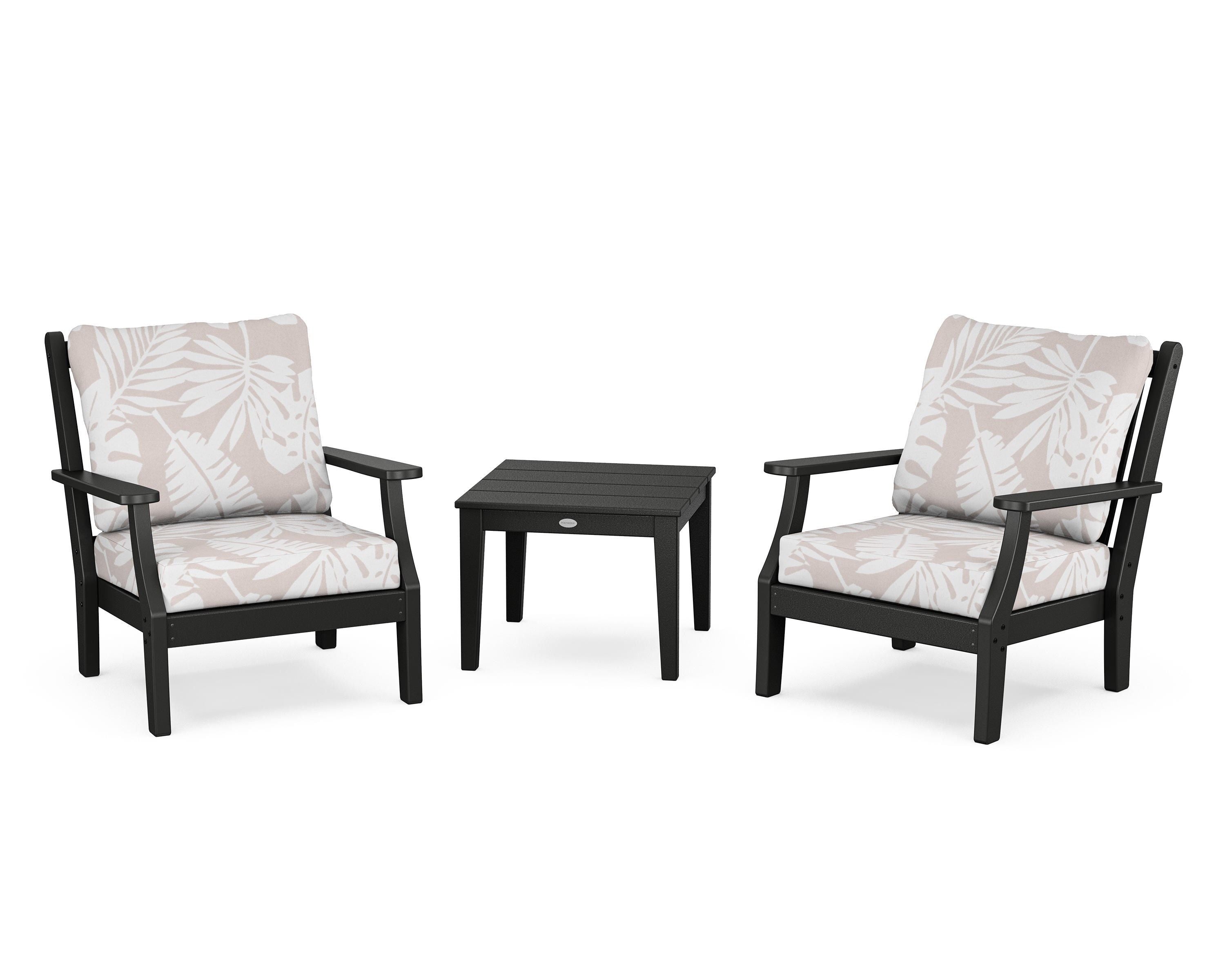 Country Living Wovendale 3-Piece Deep Seating Set in Black / Leaf Dune Burlap