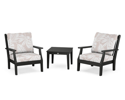 Country Living Wovendale 3-Piece Deep Seating Set in Black / Leaf Dune Burlap