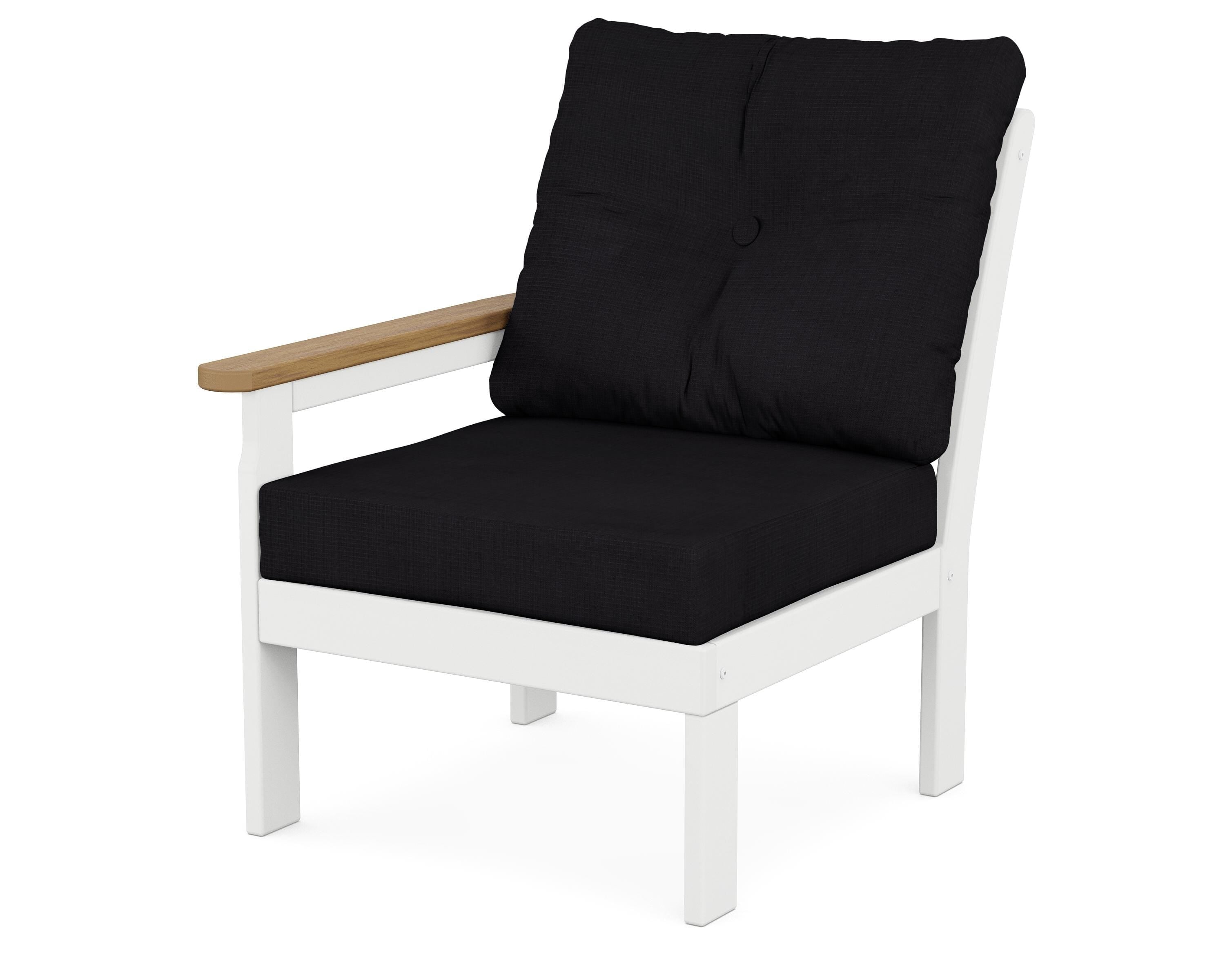 POLYWOOD® Vineyard Modular Left Arm Chair in White / Natural / Midnight Linen