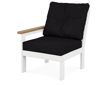 POLYWOOD® Vineyard Modular Left Arm Chair in White / Natural / Midnight Linen