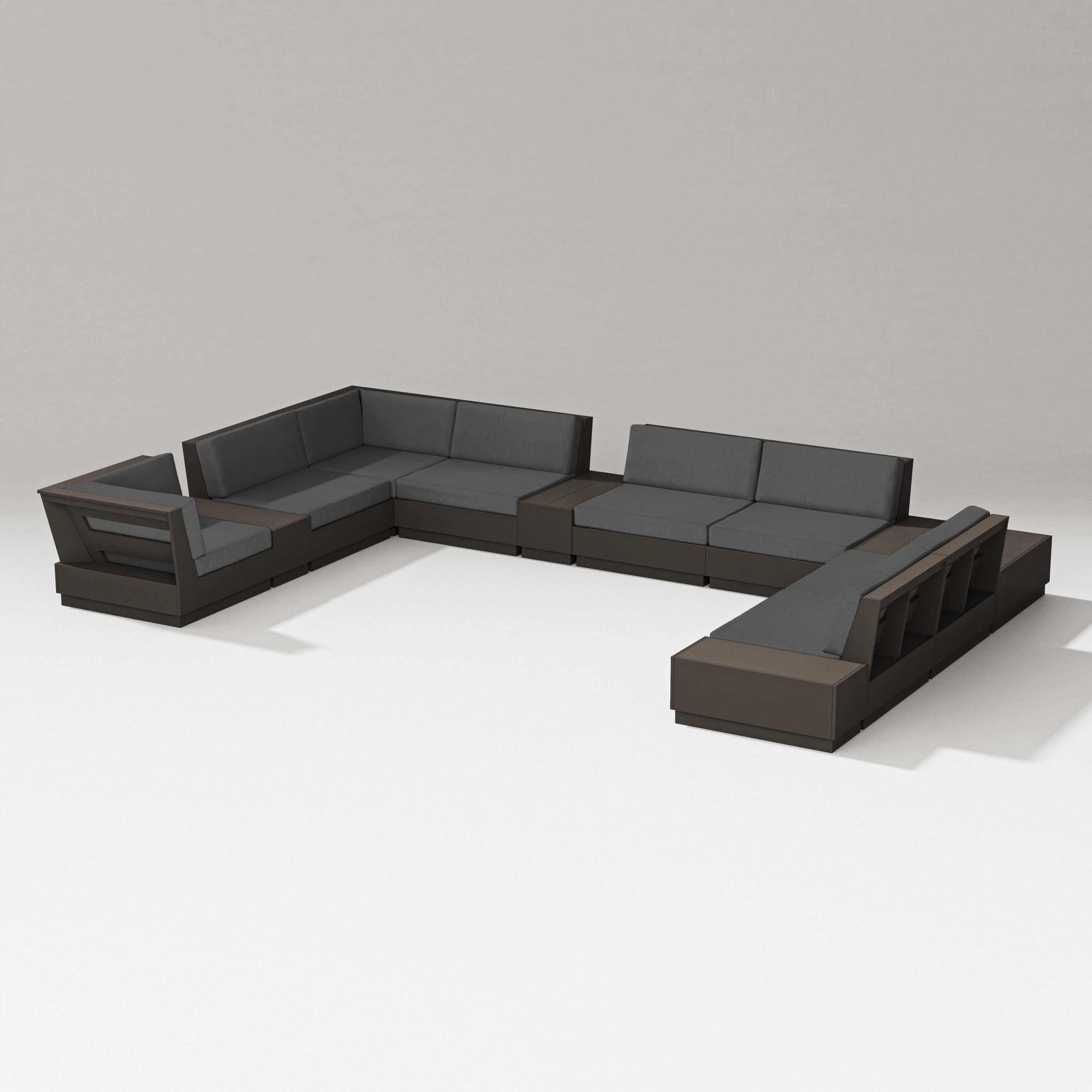 PW Designer Series Elevate 12-Piece Conversation Sectional Set in Vintage Coffee / Spectrum Carbon