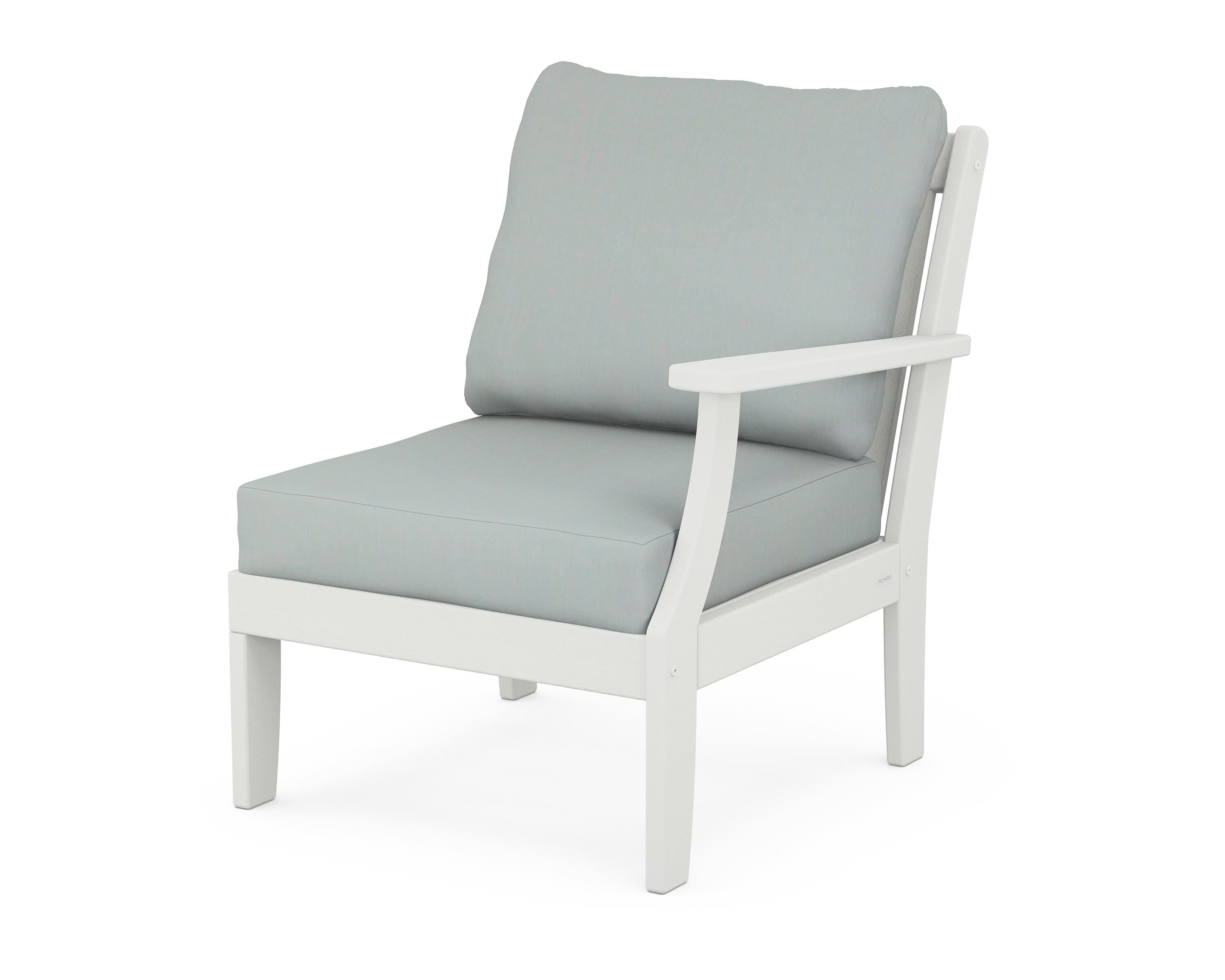 POLYWOOD® Braxton Modular Right Arm Chair in Vintage White / Spa