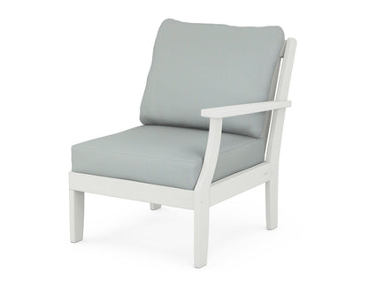 POLYWOOD® Braxton Modular Right Arm Chair in Vintage White / Spa