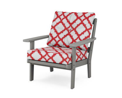 POLYWOOD® Prairie Deep Seating Chair in Slate Grey / Trellis Crimson