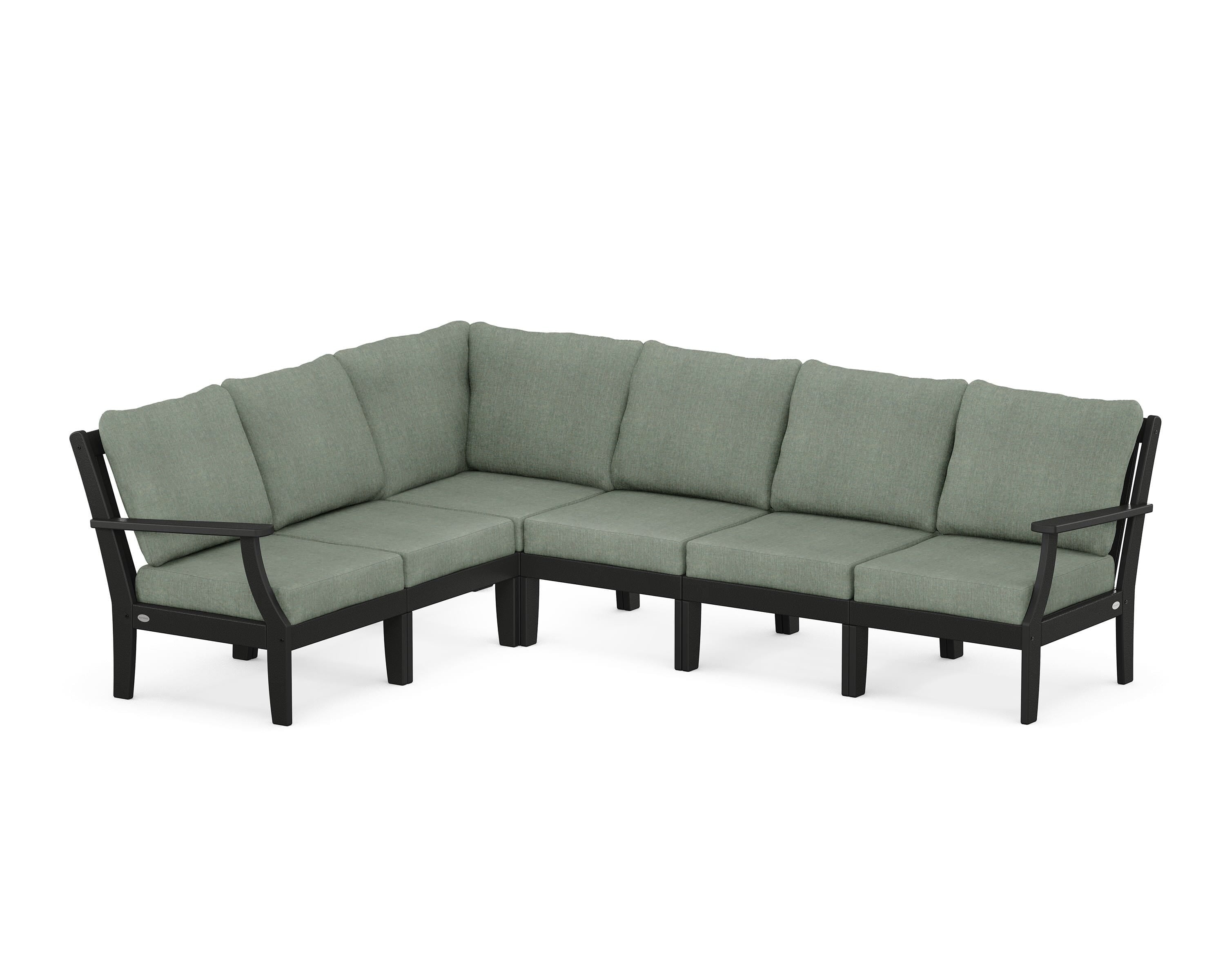 POLYWOOD® Braxton Modular 6-Piece Deep Seating Set in Black / Cast Sage