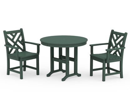 POLYWOOD® Chippendale 3-Piece Round Dining Set in Green