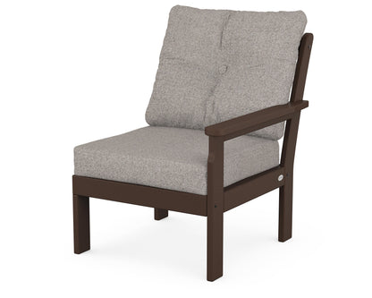 POLYWOOD® Vineyard Modular Right Arm Chair in Mahogany / Weathered Tweed