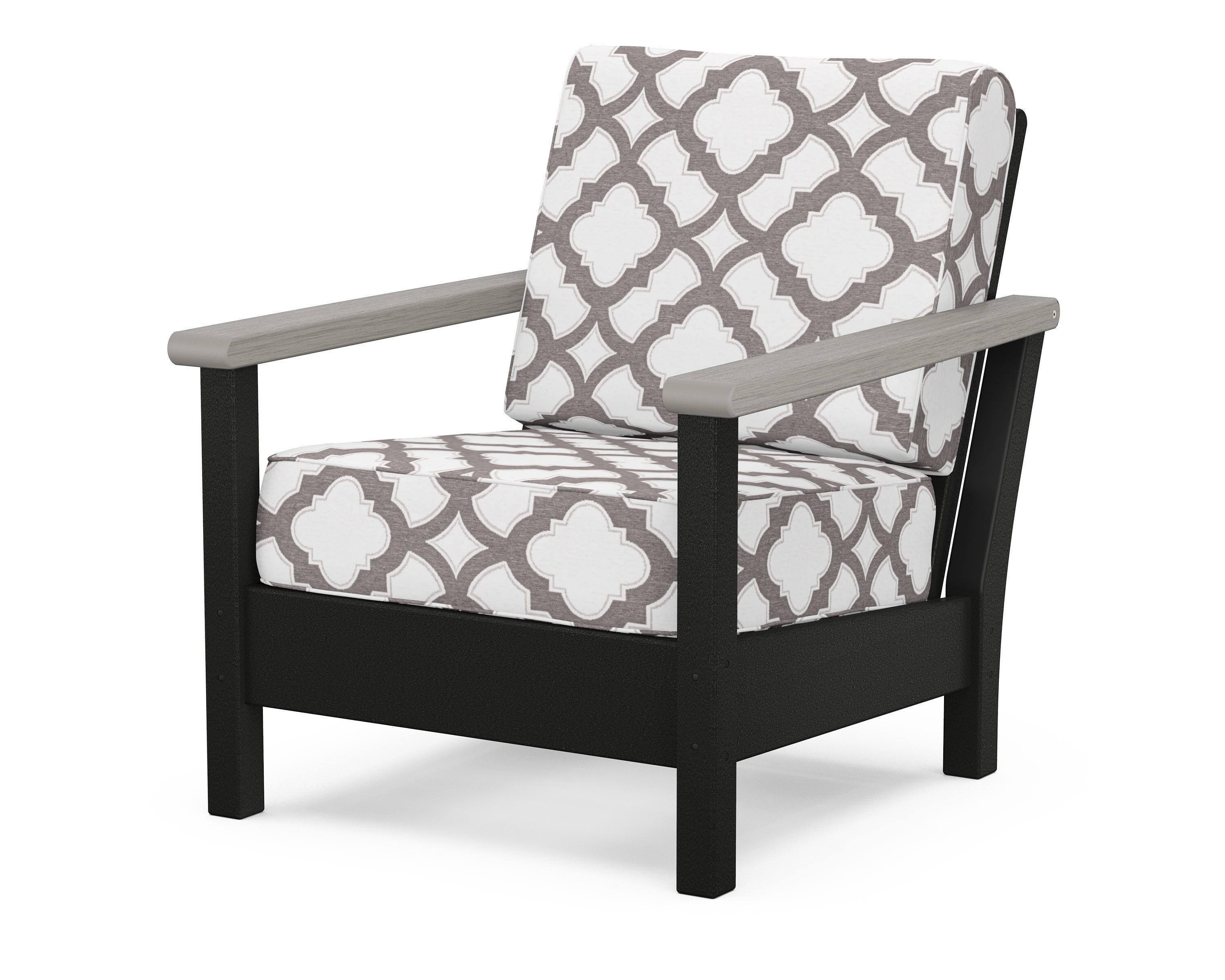 POLYWOOD® Harbour Deep Seating Chair in Black / Driftwood / Trellis Grey Mist