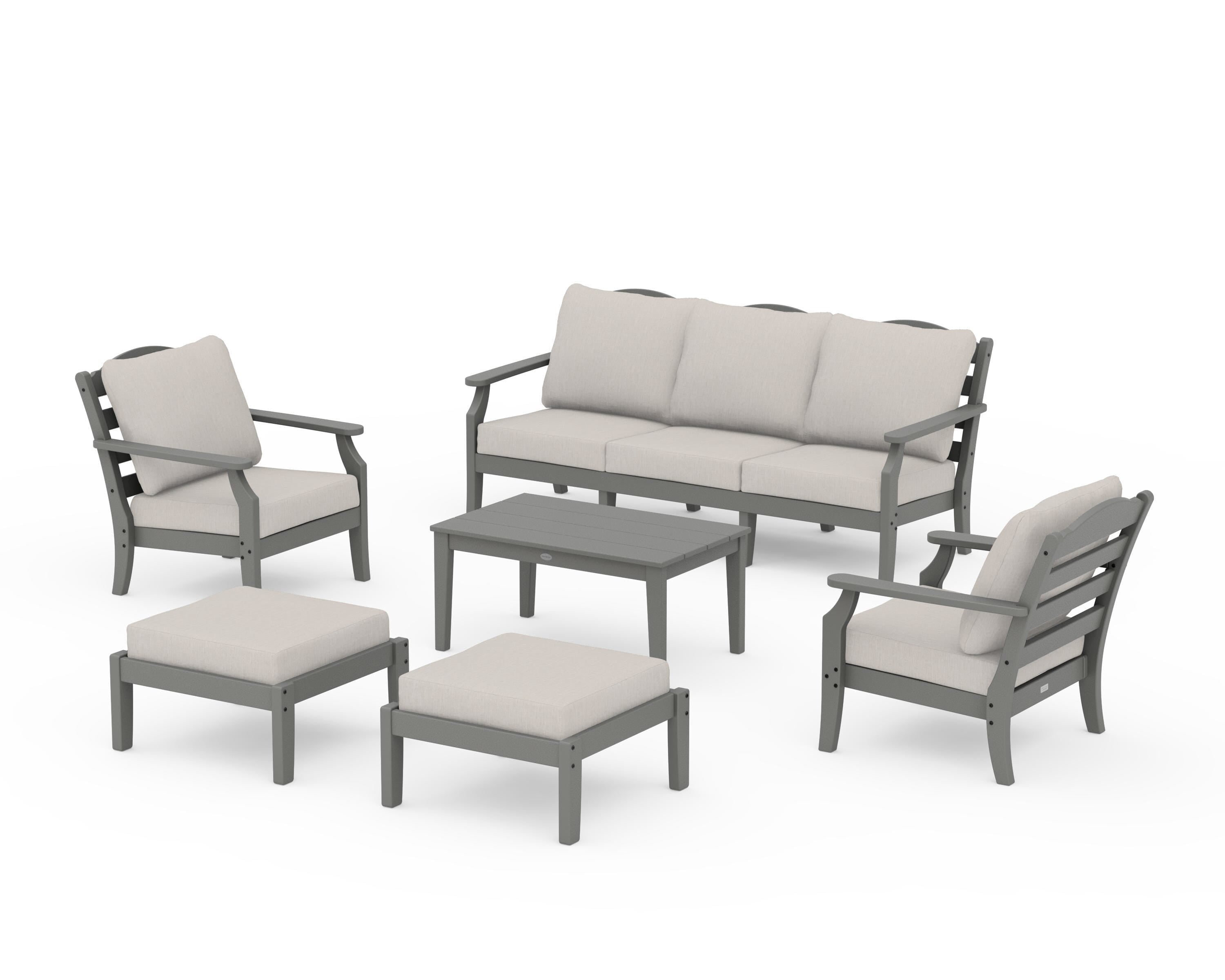 Draper James™ by  POLYWOOD® Savannah 6-Piece Lounge Sofa Set in Slate Grey / Cast Ash