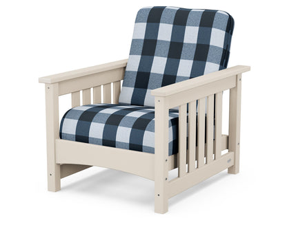 POLYWOOD® Club Mission Chair in Sand / Buffalo Plaid Marine Indigo