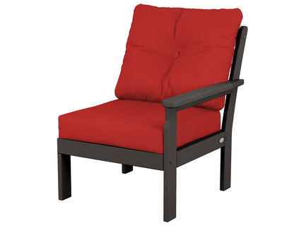 POLYWOOD® Vineyard Modular Right Arm Chair in Vintage Coffee / Crimson Linen