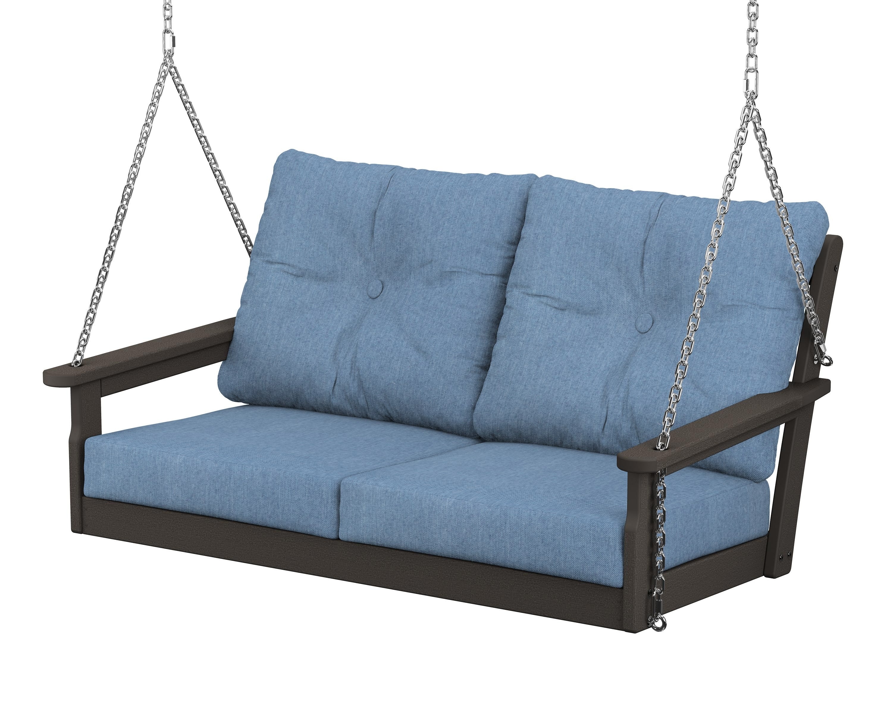 POLYWOOD® Vineyard Deep Seating Swing in Vintage Coffee / Sky Blue
