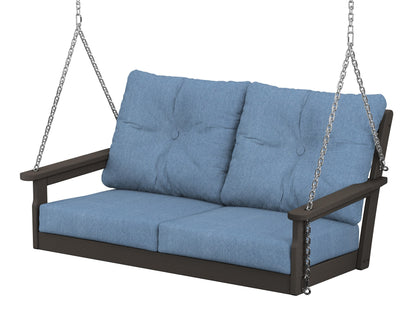 POLYWOOD® Vineyard Deep Seating Swing in Vintage Coffee / Sky Blue