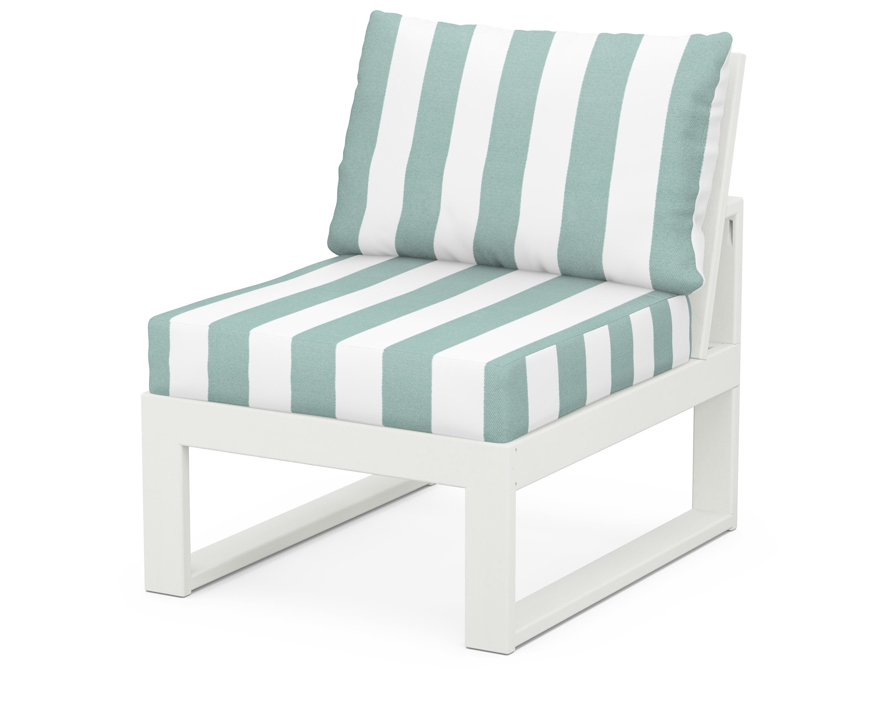 Unbranded Modular Armless Chair in Vintage White / Cabana Stripe Glacier Spa