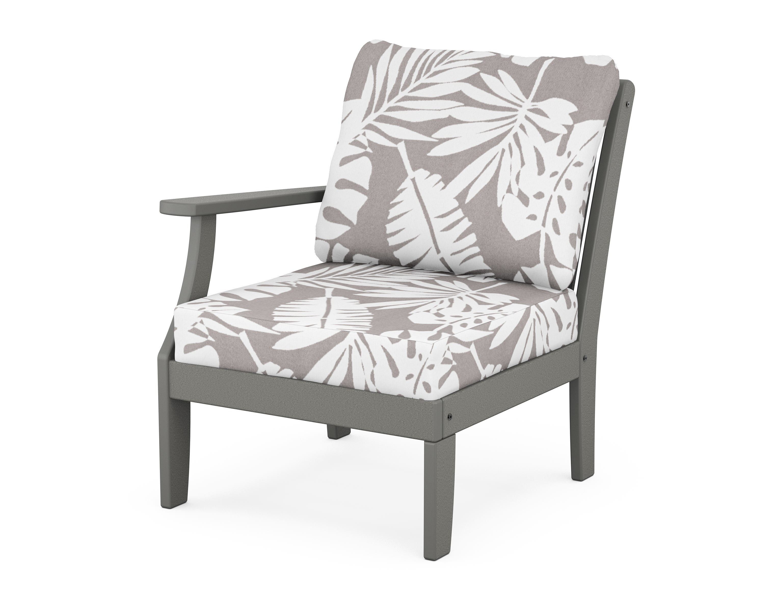 POLYWOOD® Braxton Modular Left Arm Chair in Slate Grey / Leaf Grey Mist