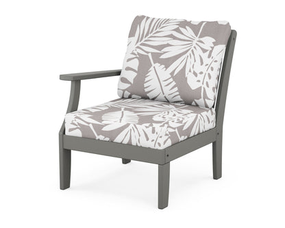 POLYWOOD® Braxton Modular Left Arm Chair in Slate Grey / Leaf Grey Mist