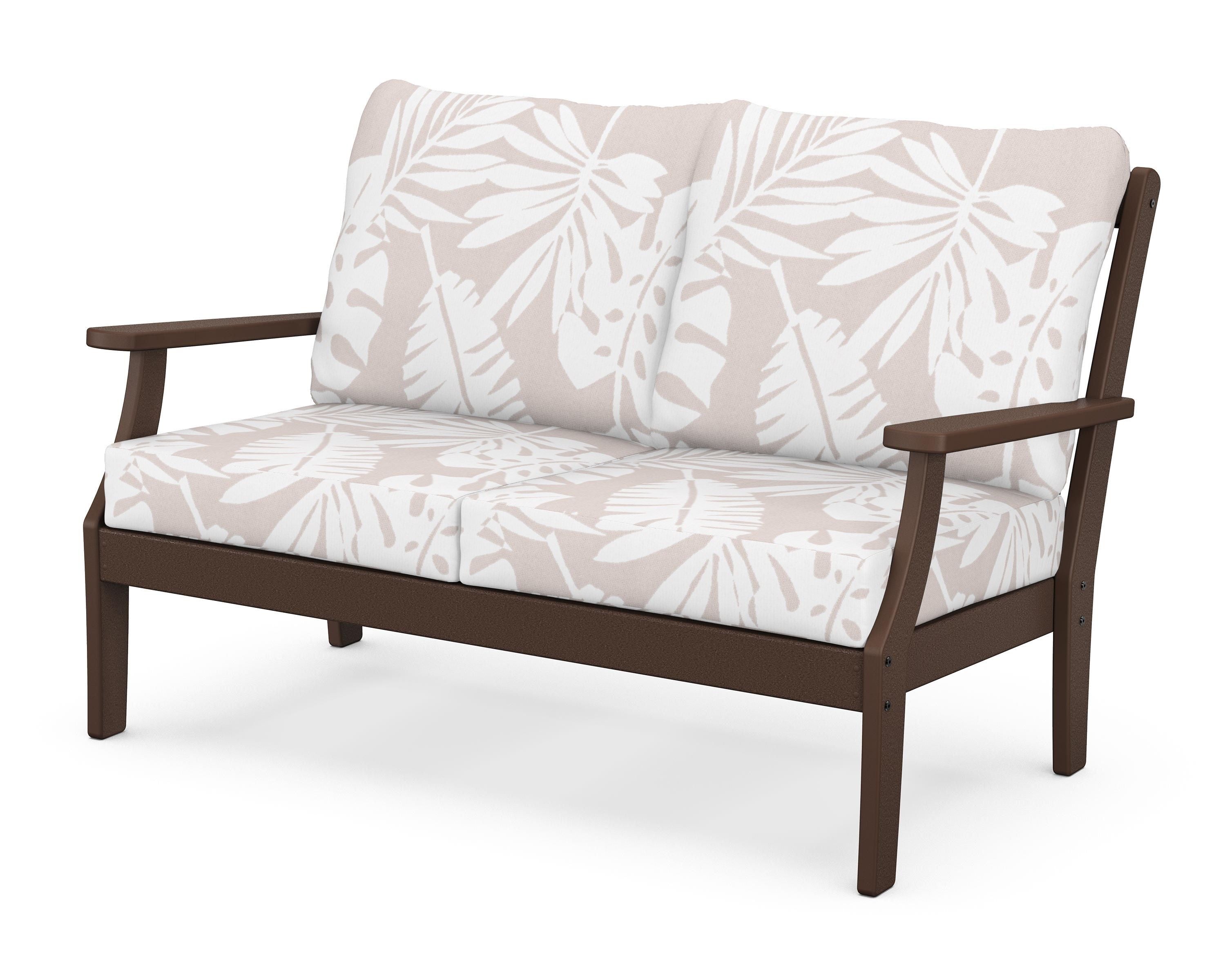 POLYWOOD® Braxton Deep Seating Loveseat in Mahogany / Leaf Dune Burlap