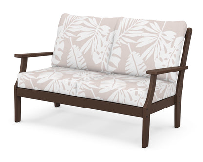 POLYWOOD® Braxton Deep Seating Loveseat in Mahogany / Leaf Dune Burlap