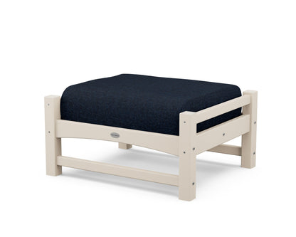 POLYWOOD® Club Ottoman in Sand / Marine Indigo